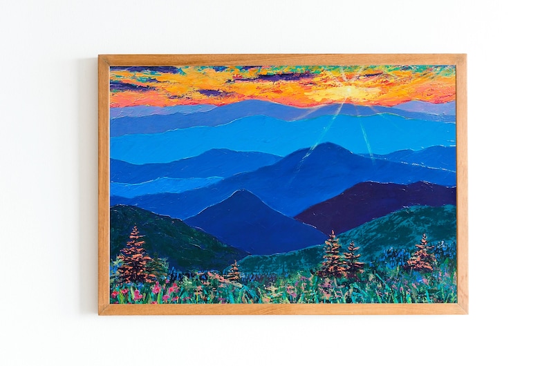 Blue Ridge Mountains Wall Art Landscape Fine Art Prints Abstract Mountain Art Sunset Wall Art Panoramic Landscape Poster Wall Art Prints image 1