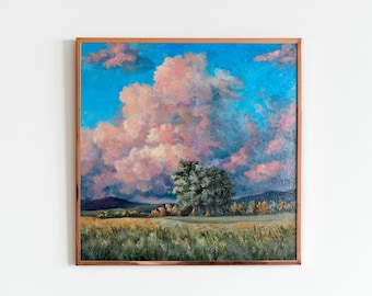 Commission Oil painting from photo Sky and Cloud Panoramic Landscape Personalized Gifts Unique Home Decor Custom Apartment Decor