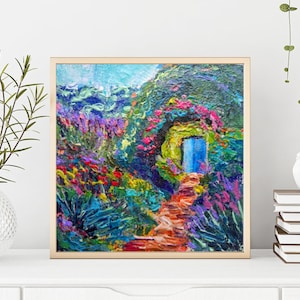 Garden Painting Original Art Landscape Painting Impressionist Flower Art for Gardens Farmhouse Wall Decor Floral Wall Art Housewarming Gift