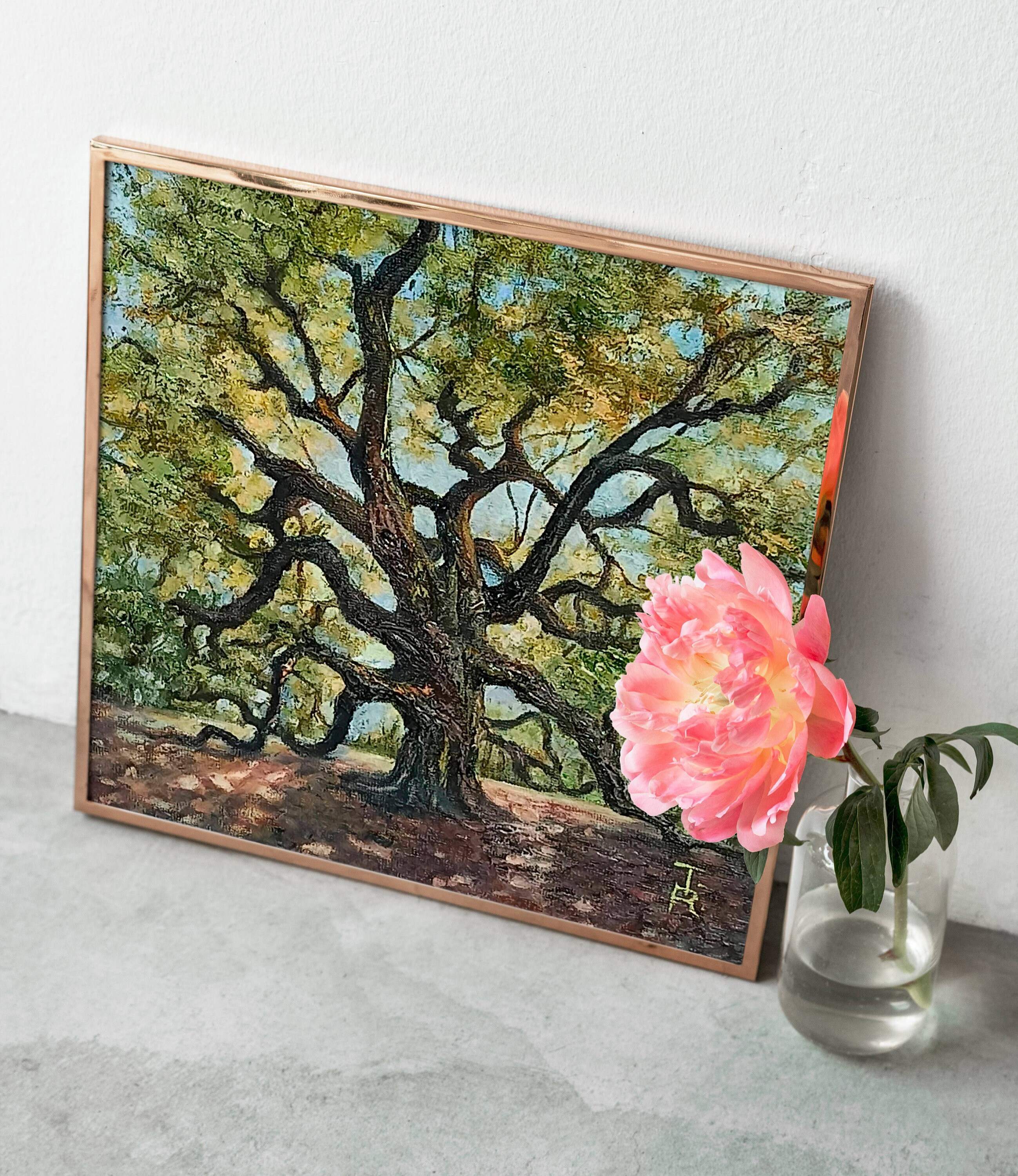 Angel Oak Tree Painting Forest Wall Art Oil Painting Original on Canvas