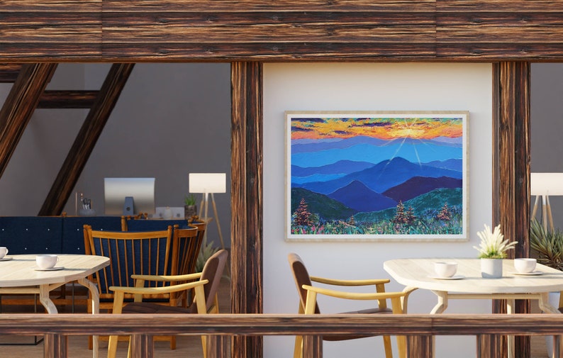 Blue Ridge Mountains Wall Art Landscape Fine Art Prints Abstract Mountain Art Sunset Wall Art Panoramic Landscape Poster Wall Art Prints image 5