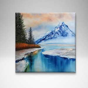 Argentina Painting Original Oil on Canvas Patagonia Wall Decor Mountain Landscape Bariloche Nature Lover Gift Living Room Decor Apartment