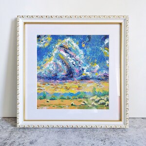 Cloud Original Painting Framed Wall Art 12 x 12 Texas Landscape Countryside Painting Housewarming Gift Impressionist Farmhouse Wall Art