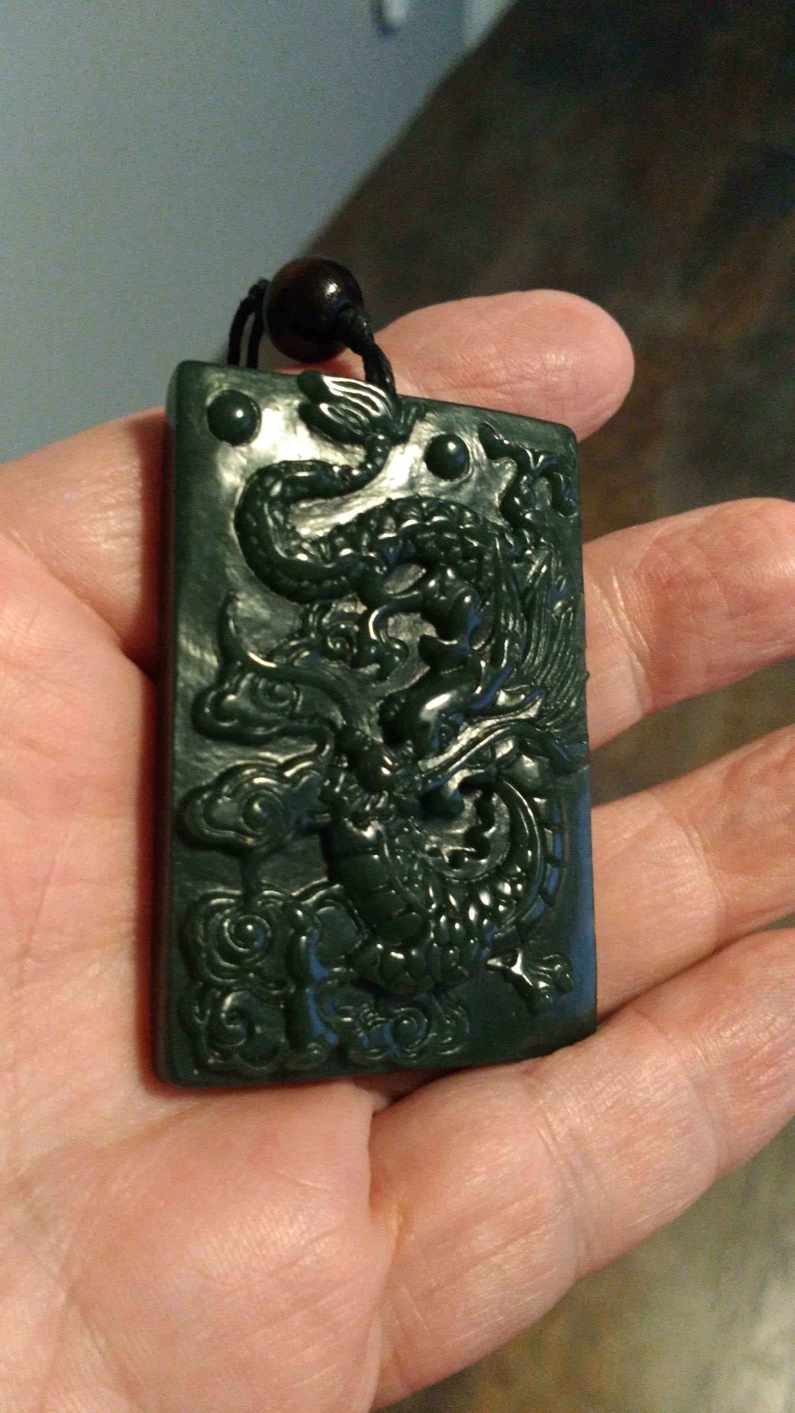 Jade dragon pendant with adjustable necklace. Etsy