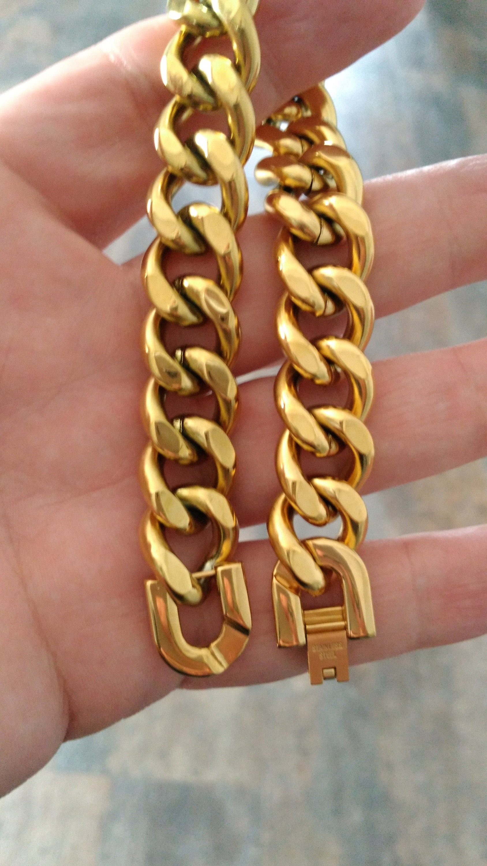 New Stainless Steel Gold Bracelet 15mm Wide and 8.66 Etsy UK