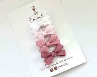 NEW! Bow Hair Clips | Set of 4 Snap Clips, Baby Hair Clip, Toddler bow, Grosgrain ribbon clip, tiny bows