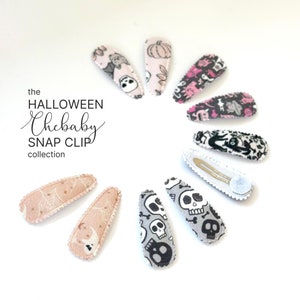Halloween snap clips | Set of 2, toddler hair clips, baby girl hair clips, fabric barrette, fringe clips, Hallowen hair clips