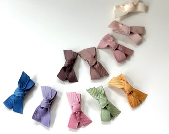 Mini Grosgrain Ribbon Bow Snap Clips: Baby Toddler Hair Accessories
