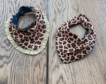 2 Sizes Handmade Baby Bib-Cheetah Print