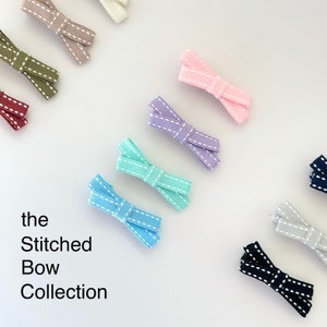 Mini Stitched Grosgrain Ribbon Bow Snap Clips: Baby Hair Accessories