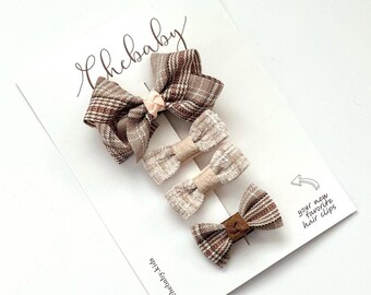 Fabric Snap Hair Clips: Variety Set of 4 Baby Toddler Hair Bows