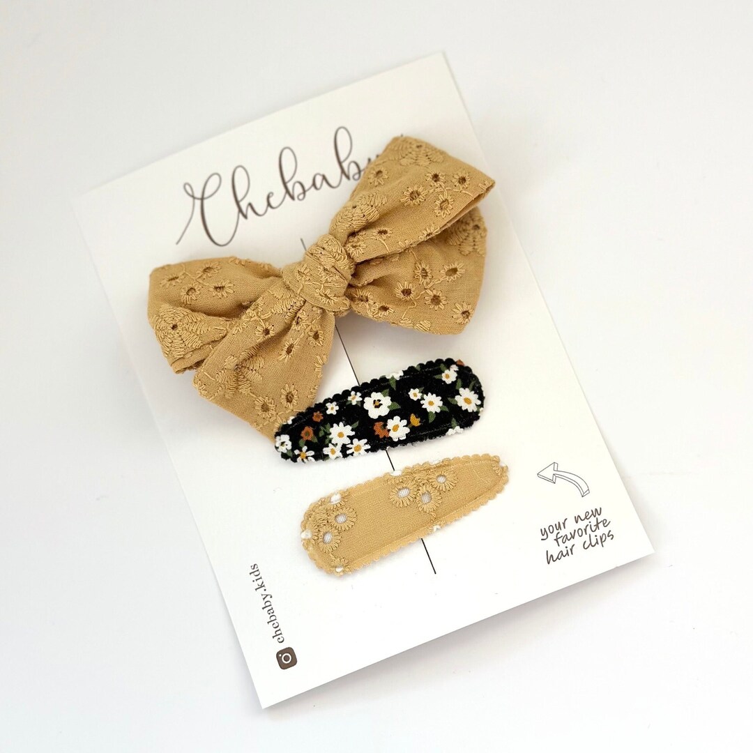 BOW & SNAP CLIPS Set Baby Girl Hair Clip Girl Hair Etsy