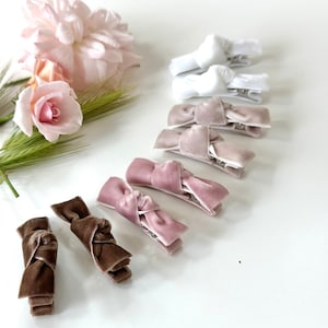 Samt geknotete Clips | 3er Pack Samtclips, komplett gefütterte Samthaarspangen, Baby-Haarspangen, Alligator-Kleinkindclip, rutschfeste Haarspangen