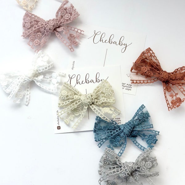 Lace Bow | cute Bows, baby Bows, Alligator clips, Birthday present, Flower Girl, Party Favor