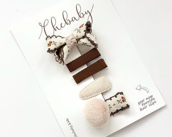 Baby Hair Clip Set: Floral Bow, Snap Clips, Toddler Accessories
