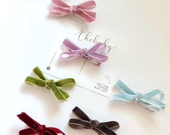 Velvet Bows: Neutral Kids Hair Accessory with Alligator Clip