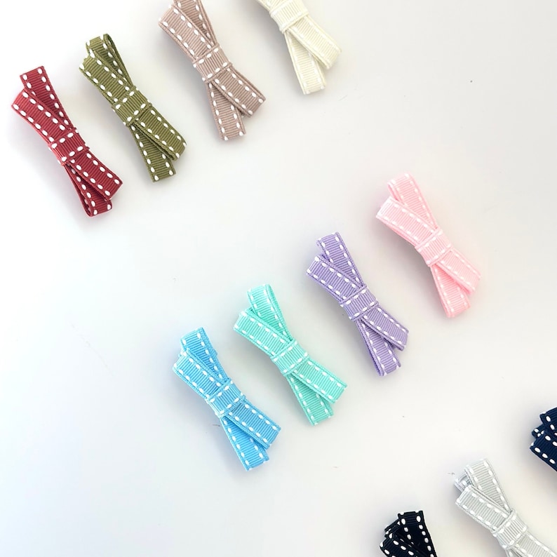 Mini Stitched Grosgrain Ribbon Bow Snap Clips: Baby Hair Accessories - Etsy
