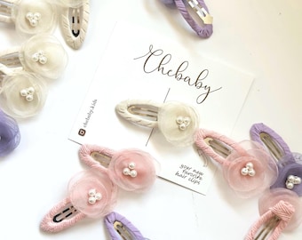 Flower Hair Clips | Fabric Snap Clips, Baby Toddler Accessories