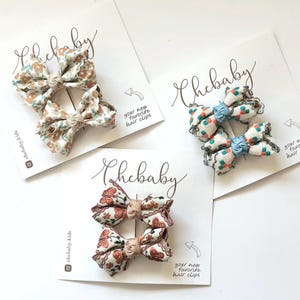 Fabric bows | Set of 2 bows,  Perfect gift, Toddler hair clips, Baby Hair Clips, hair bows, girl hair accessories, pigtail bows