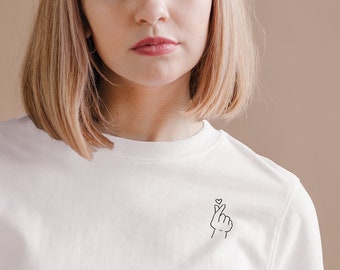 Finger mit Herz - LineArt - minimalistisches, stylisches, lustiges T-Shirt