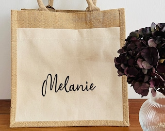 Jute shopper personalized with name, jute bag, bag with name, shopping bag, personalized, market bag