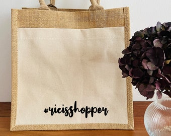 Jute Shopper personalisiert mit Namen, Jutetasche, Tasche mit Name, Einkaufstasche, Markttasche