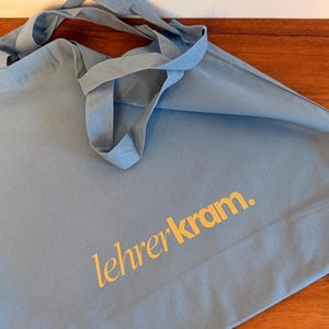 Teacher's Stuff Organic Cotton Tote Bag – Gift Idea for Teachers | Sustainable Shopping Bag, Personalizable Dusty Blue