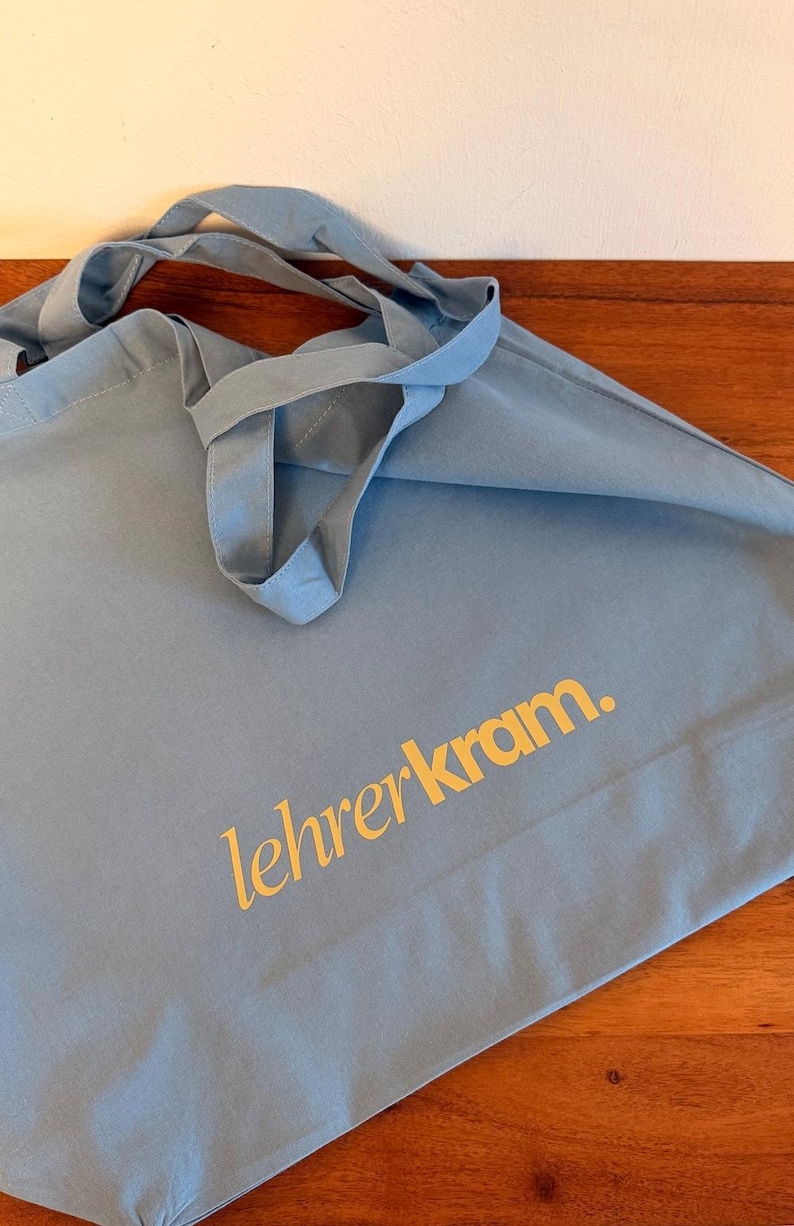 Teacher's Stuff Organic Cotton Tote Bag – Gift Idea for Teachers | Sustainable Shopping Bag, Personalizable Dusty Blue