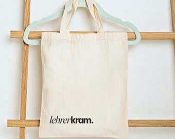 Lehrertasche Baumwollbeutel „lehrerkram“ Geschenk für Pädagoginnen Erzieherinnen Schule langlebige Stofftasche Jutebeutel Lehramt Accessoire