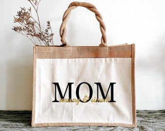 MOM with Name - Jute Shopper I Jute Bag I Bag with Name I Shopping Bag I Personalized I Market Bag