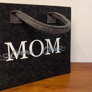 MOM with Name - Felt Shopper, Felt Bag, Bag with Name, Shopping Bag, Personalized, Market Bag