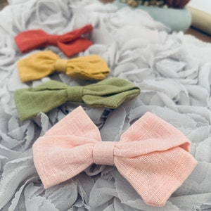 Hair Bow - Linen Fabric - Bow