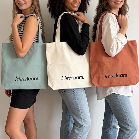 Lehrerkram Stofftasche aus Bio-Baumwolle – Geschenkidee für Lehrerinnen & Lehrer | Nachhaltige Einkaufstasche personalisierbar