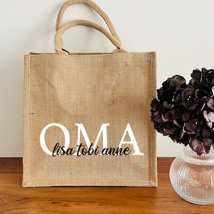 Grandma - desired name - jute shopper, jute bag, bag with name, shopping bag, personalized, market bag