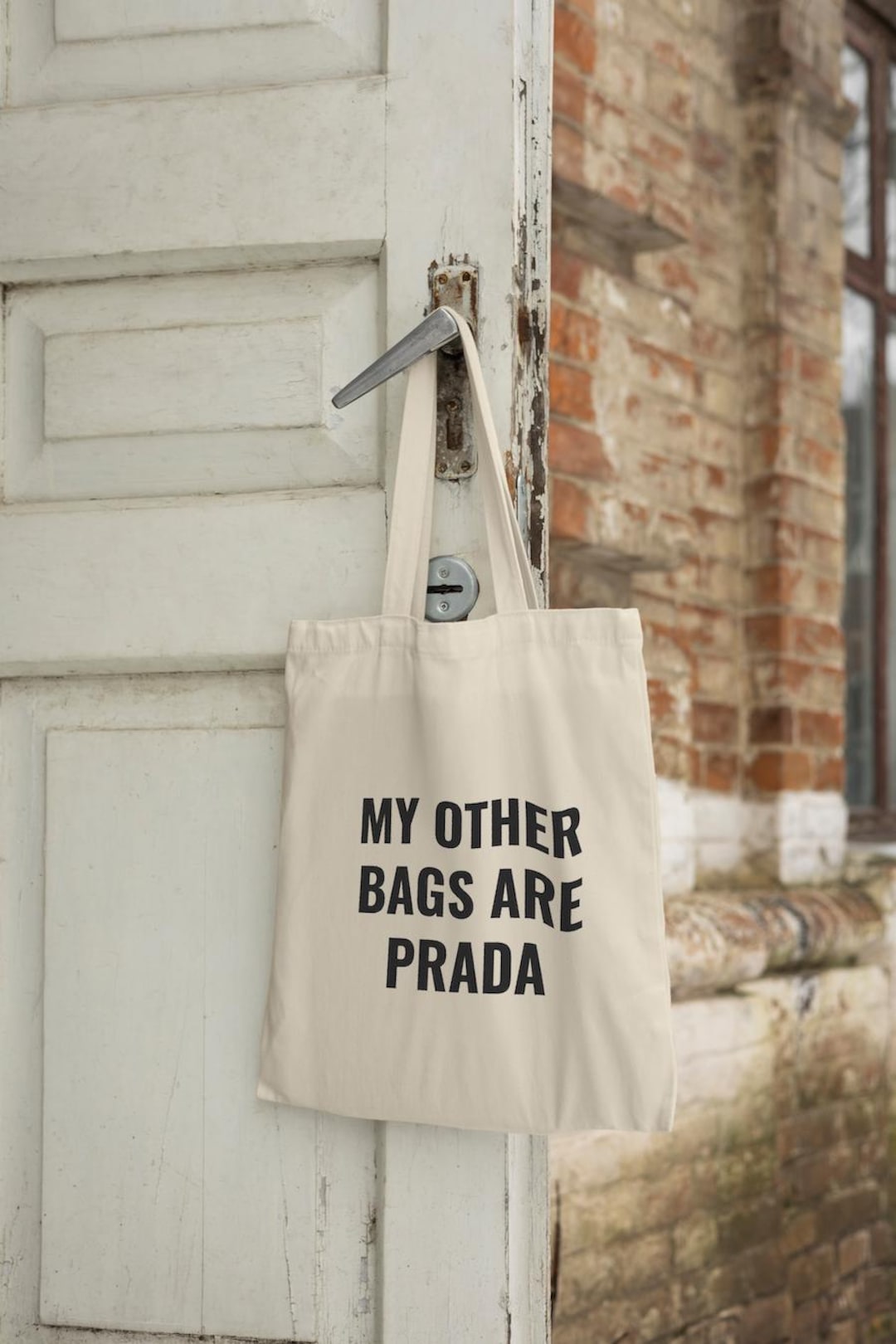 Elegante bolso de algodón «Mis otros bolsos son Prada»: una idea