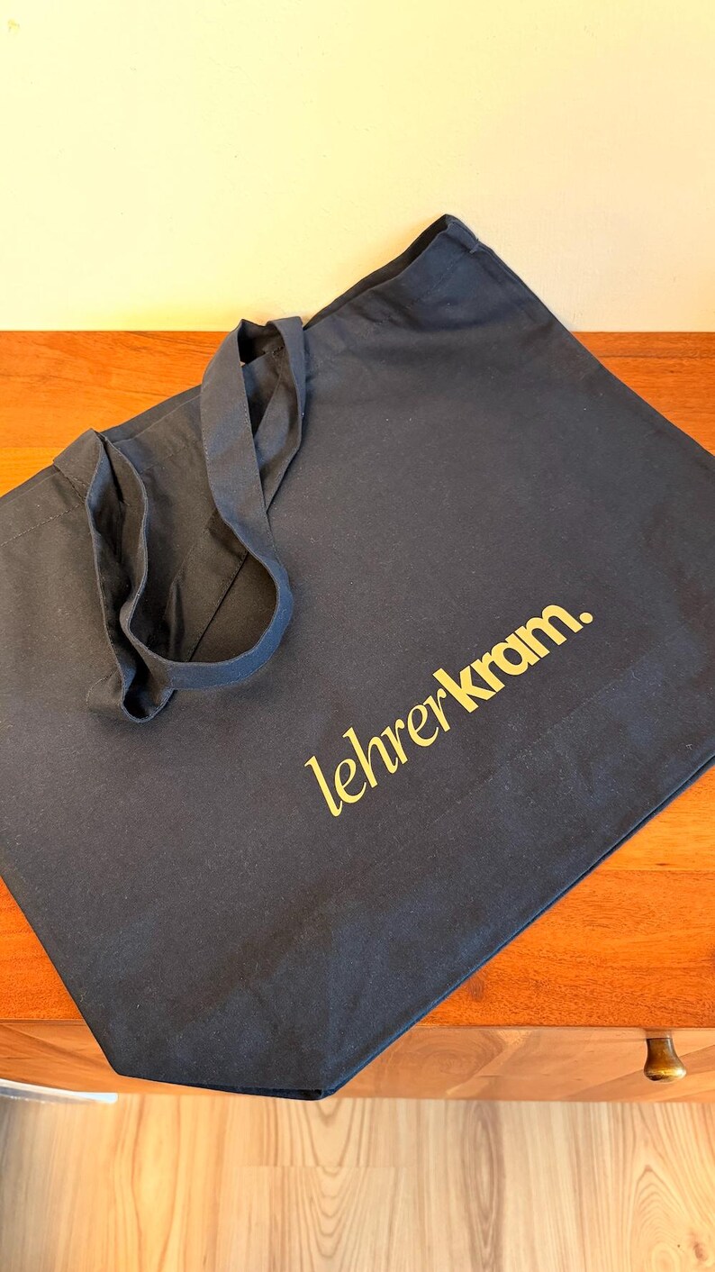 Teacher's Stuff Organic Cotton Tote Bag – Gift Idea for Teachers | Sustainable Shopping Bag, Personalizable French Navy