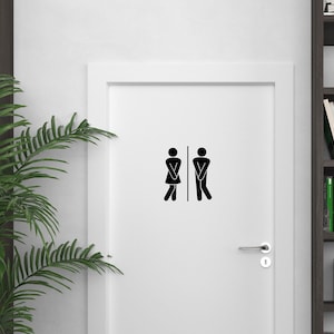 Sticker badkamer toilet man vrouw