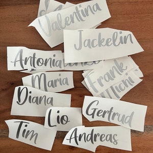 Naamstickers vanaf 10 stuks, naamstickers, gepersonaliseerd, individueel, vinylstickers, stickers