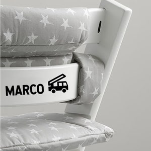 Namenssticker, Namensaufkleber, personalisiert, individuell, Vinylsticker, Stokke, Hauck, Hochstuhl, TrippTrapp, Aufkleber, Name