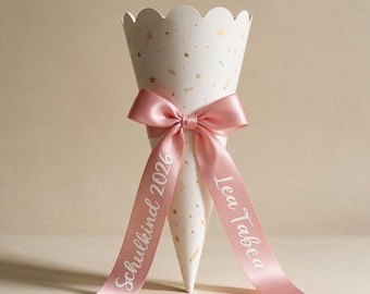 Personalized satin ribbon for school cones with name & year | Ribbon for school cones, kindergarten cones, decorative ribbon, wedding ribbon, gift ribbon