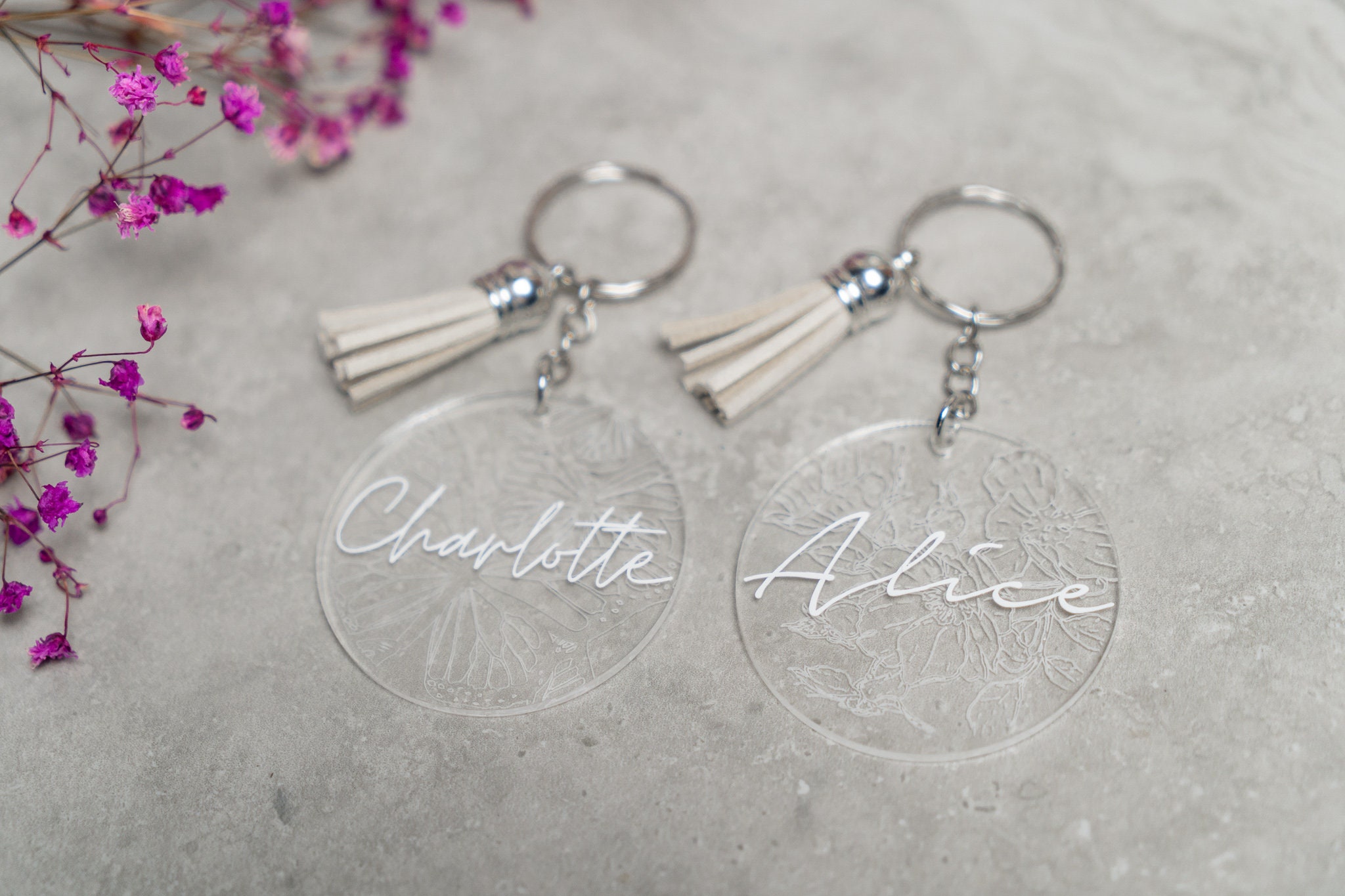 Personalised Engraved Acrylic Keyring Monogram Keychain Etsy