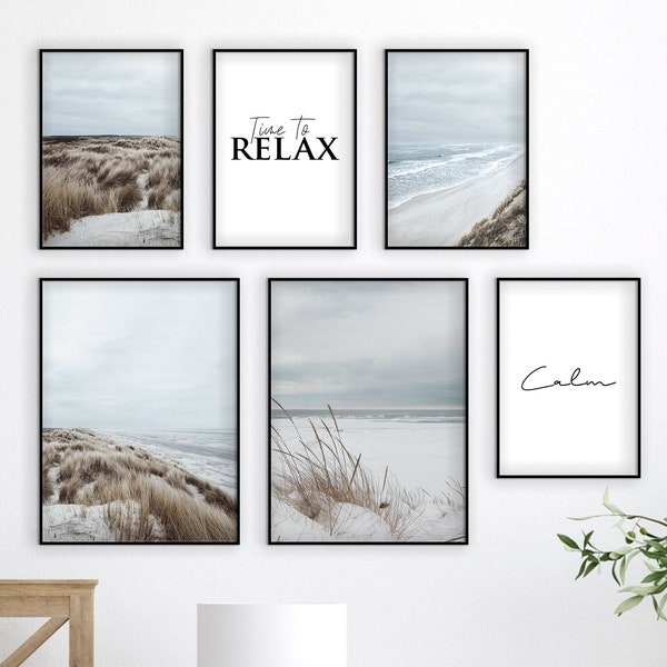 Strand Meer Natur Poster Set 6-tlg. Deko für Wohnzimmer Schlafzimmer Flur Wohnung | Reframed