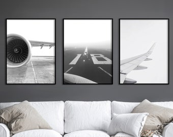 3 pcs. Premium poster set aircraft on request with picture frame | Reframed