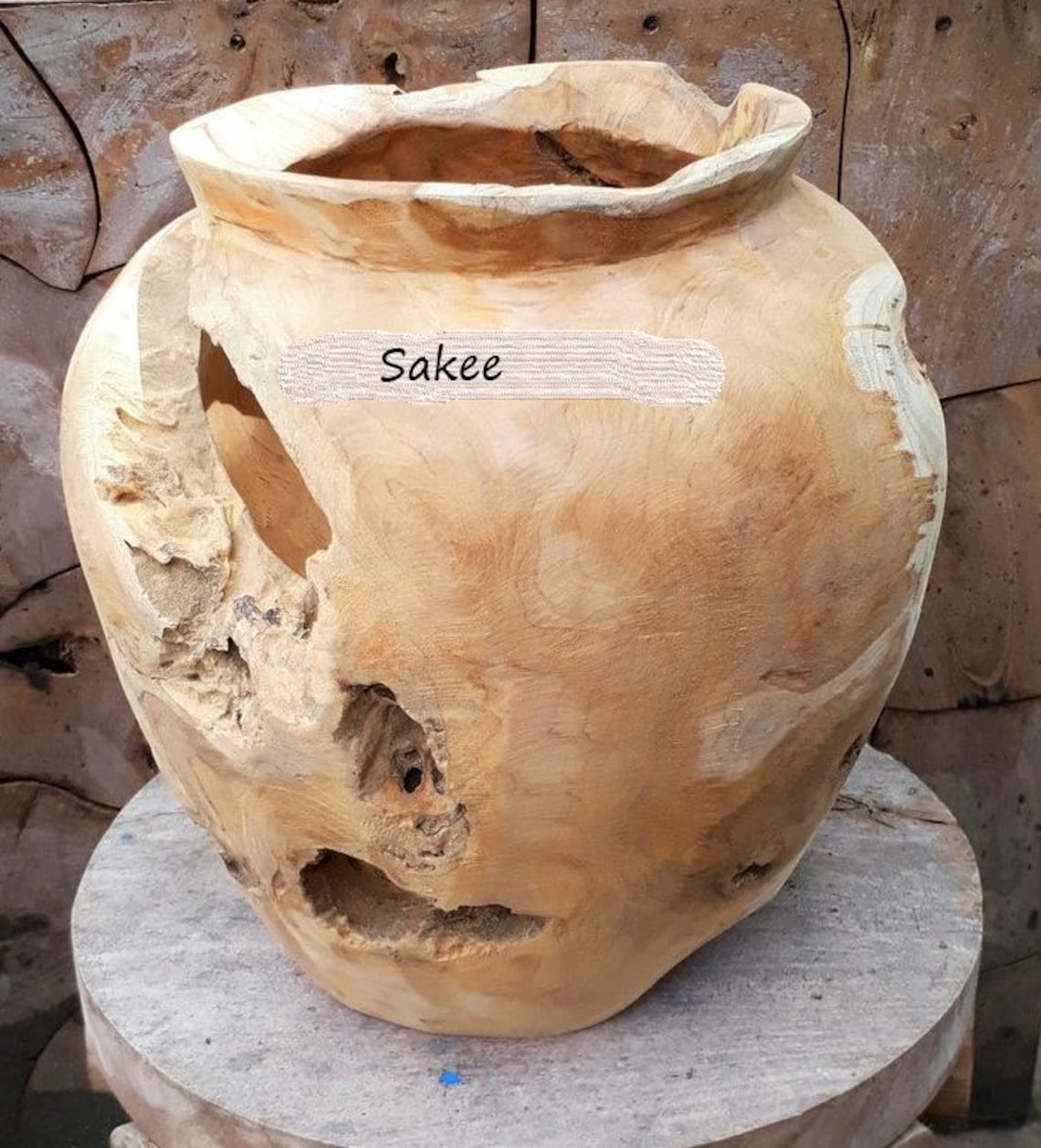 Big size TEAK WOOD VASE/ Floor vase / Rustic vase/ Wooden Etsy