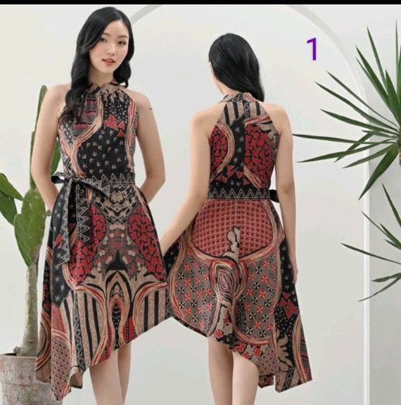 borduurwerk voorbeeld Ontslag BATIK KLEID INDONESIEN/ Bedrucktes Kleid/ Kurzes Kleid/ - Etsy.de