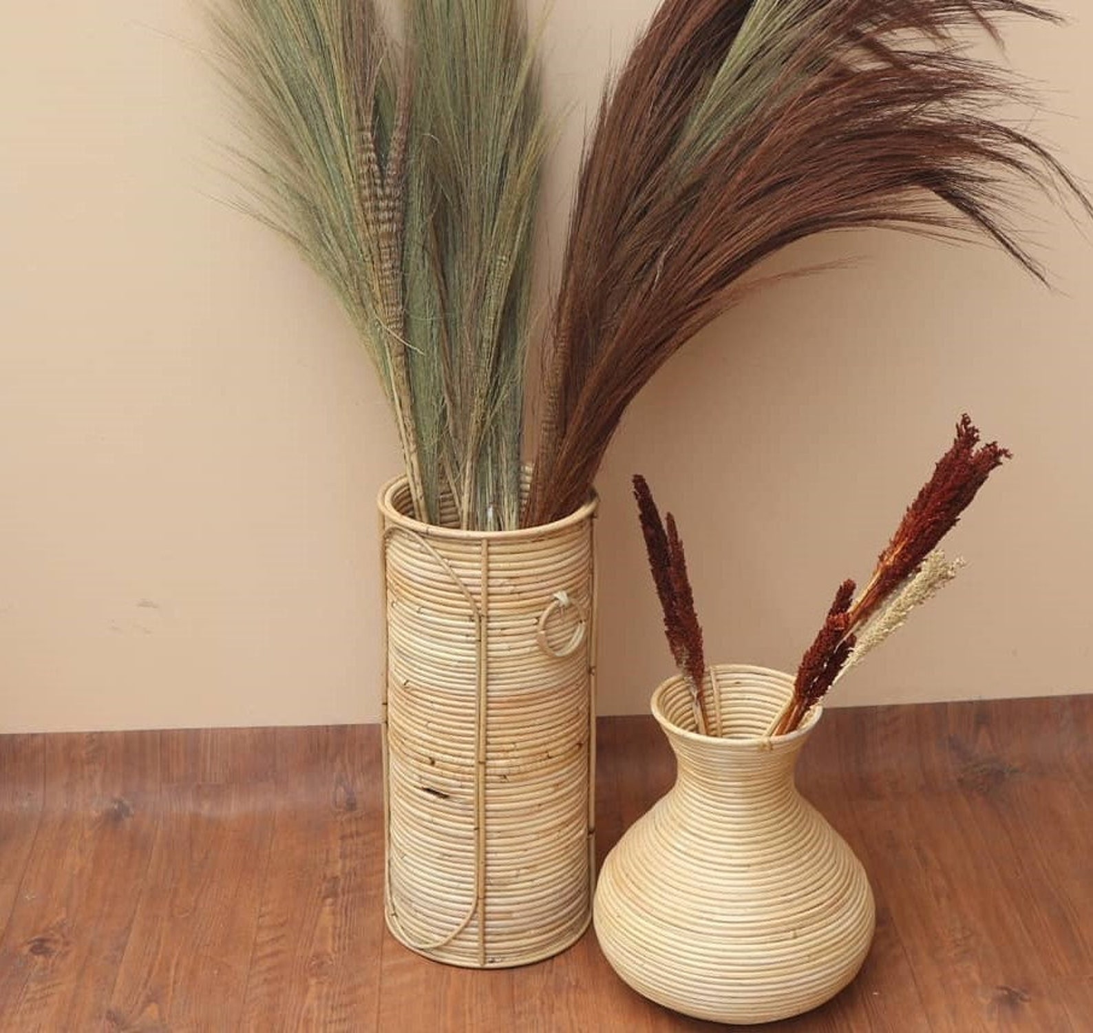 100 Rattan circled woven handmade vase/ RATTAN VASE / Flower Etsy