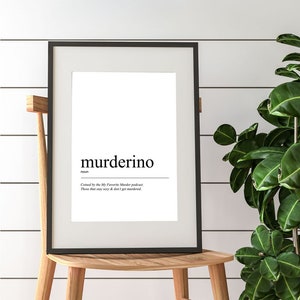 Murderino Wörterbuch Definition Kunstdruck für True Crime Geschenke | Wörterbuch seite print For Clever Home Decor | Wörterbuch Kunstdruck