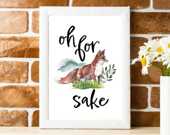 Aquarel vosprint: grappig kantoordecor (digitale download)