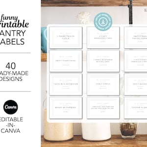 Modern Pantry Labels Template, Spice Jar Stickers, Kitchen Organization, Flour Sugar Storage Decals, Custom Editable Laser Files For Cricut