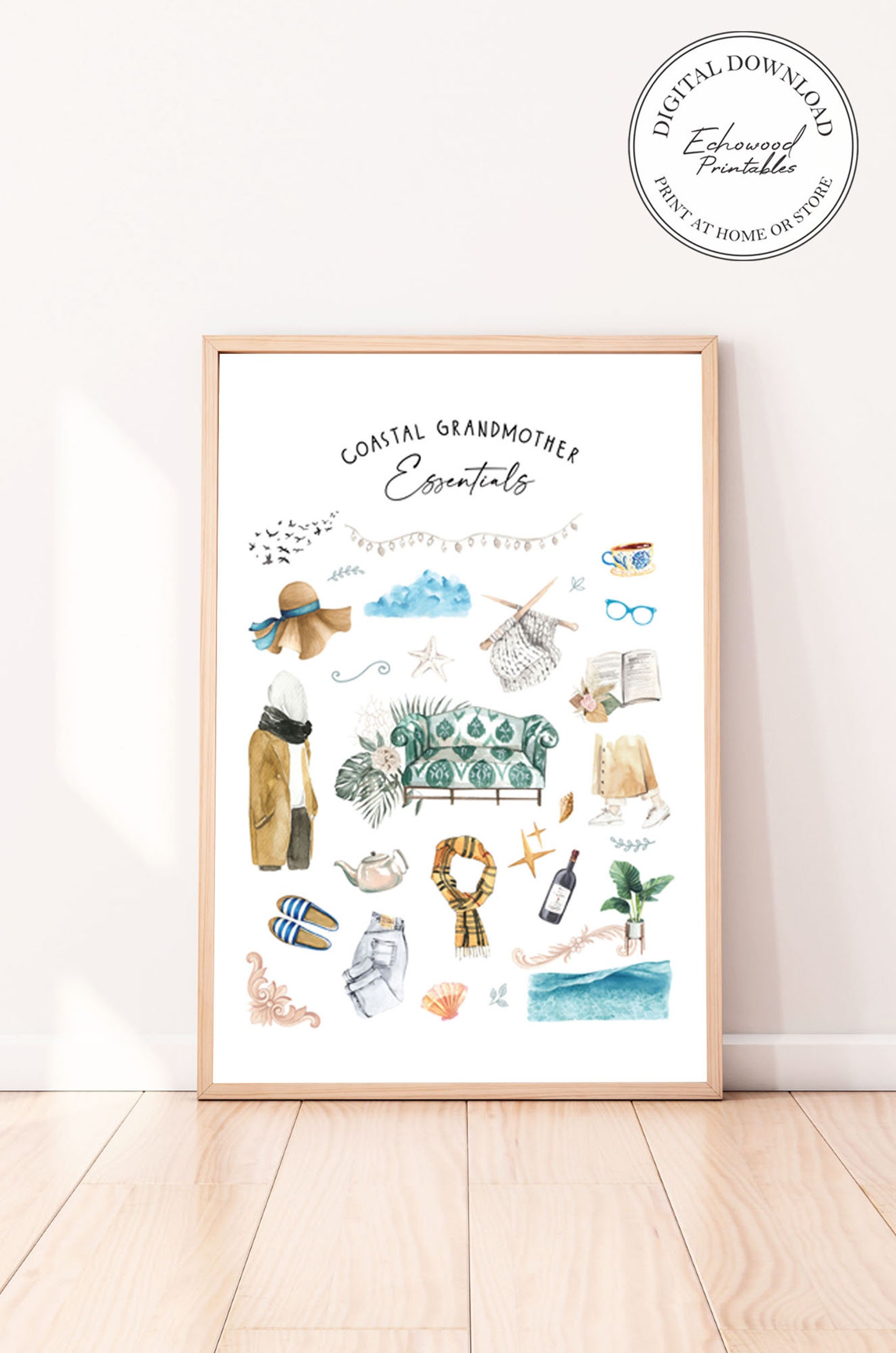 Coastal Grandmother Art Print for Beachy Wall Decor Coastal - Etsy
